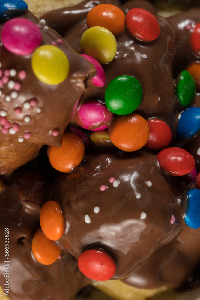 Colorful close up macro shot of sweets