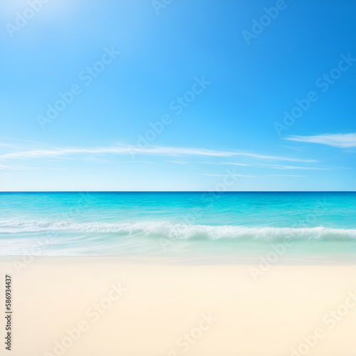 beach with sky - Beach landscape - Ocean calm waves background for design - beach background for design - Generative AI
