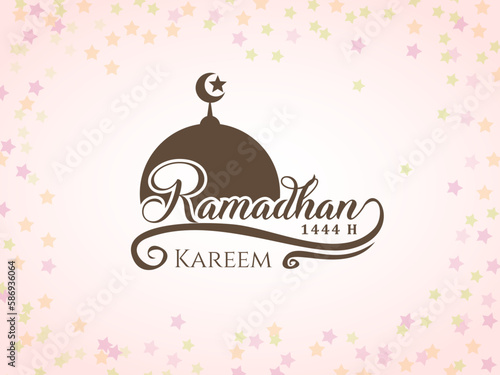 Ramadan Kareem Mubarak typography greeting card.