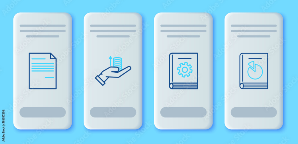 Set line Money on hand, User manual, Document and icon. Vector Set line Money on hand, User manual, Document and icon. Vector