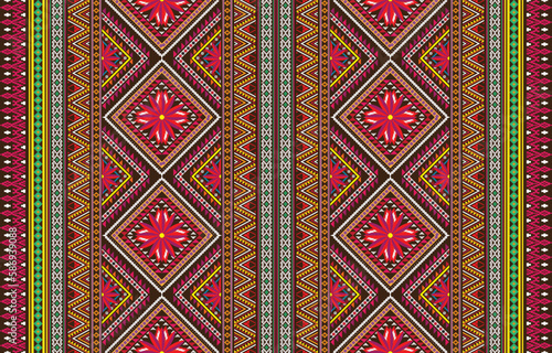 Gypsy pattern tribal ethnic motifs geometric vector background. Doodle gypsy geometric shapes sprites tribal motifs clothing fabric textile print traditional design with triangles