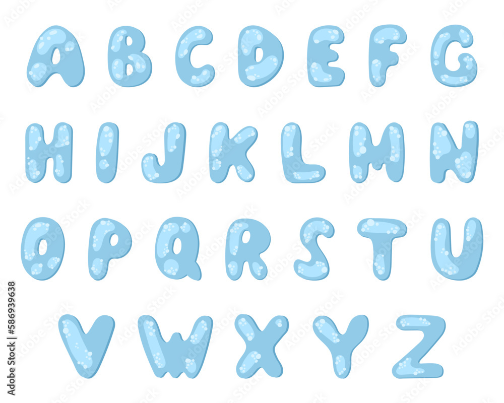 A set of letters, the alphabet. Bubble text. A set of letters, the alphabet. Bubble text.