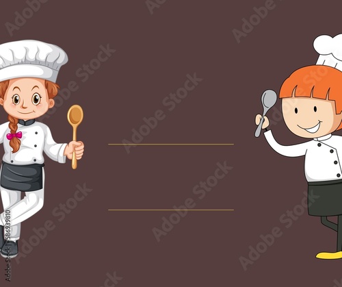 Cartoon Chef's Illustrations with coloured Background Pictures. Best use for food Posts and Promotional Contents