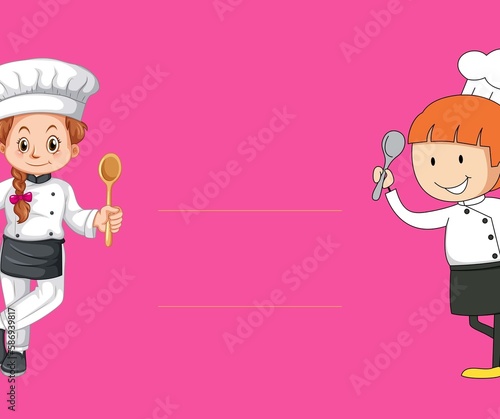 Cartoon Chef's Illustrations with coloured Background Pictures. Best use for food Posts and Promotional Contents