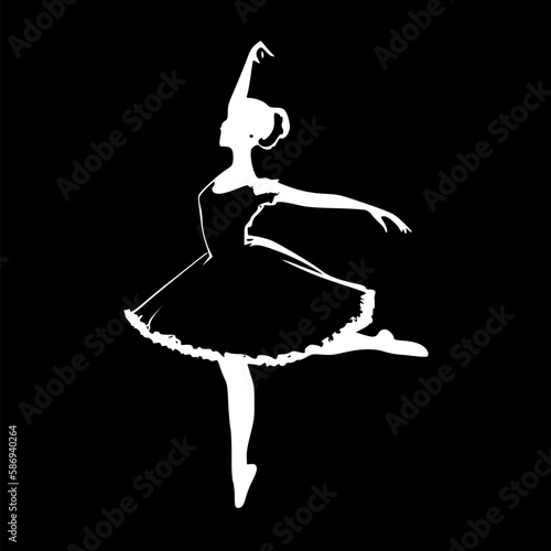 Ballet dancer | Black and White Vector illustration