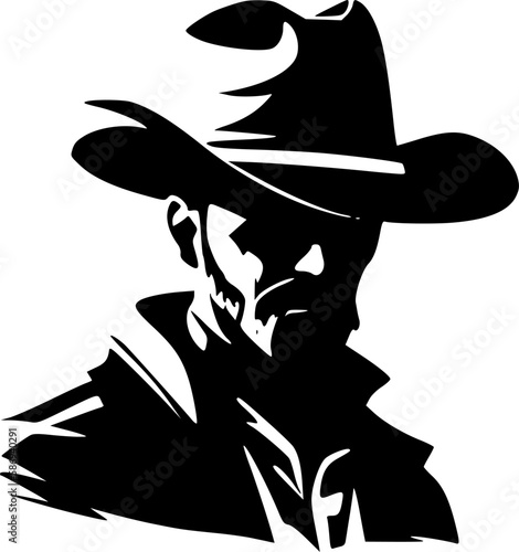 Cowboy - Minimalist and Flat Logo - Vector illustration