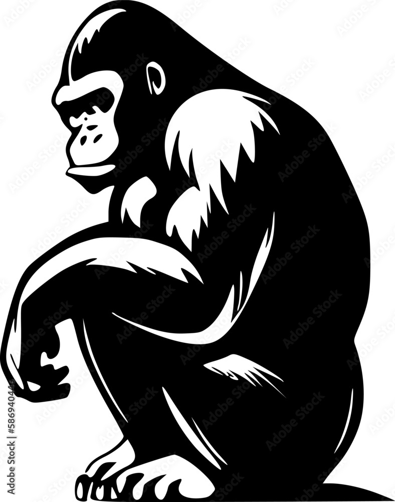 Gorilla - Black and White Isolated Icon - Vector illustration Gorilla - Black and White Isolated Icon - Vector illustration