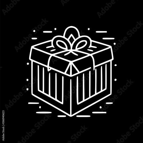 Present - Black and White Isolated Icon - Vector illustration