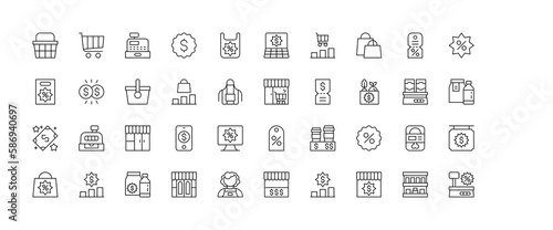 Black Friday Big Sale Outline icon collection
