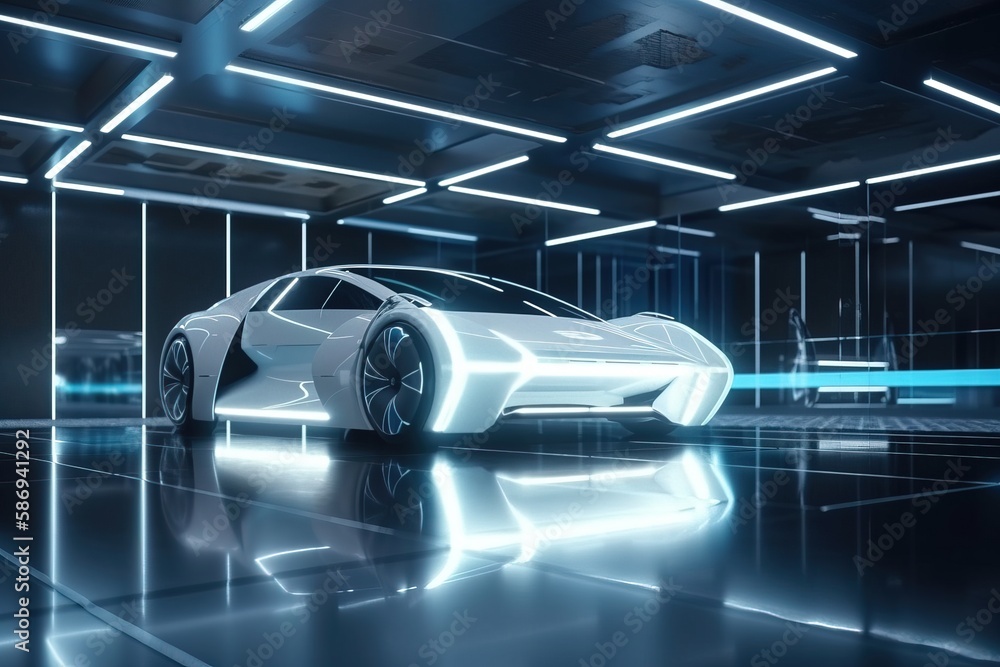 Obraz premium Futuristic car concept design by generative ai