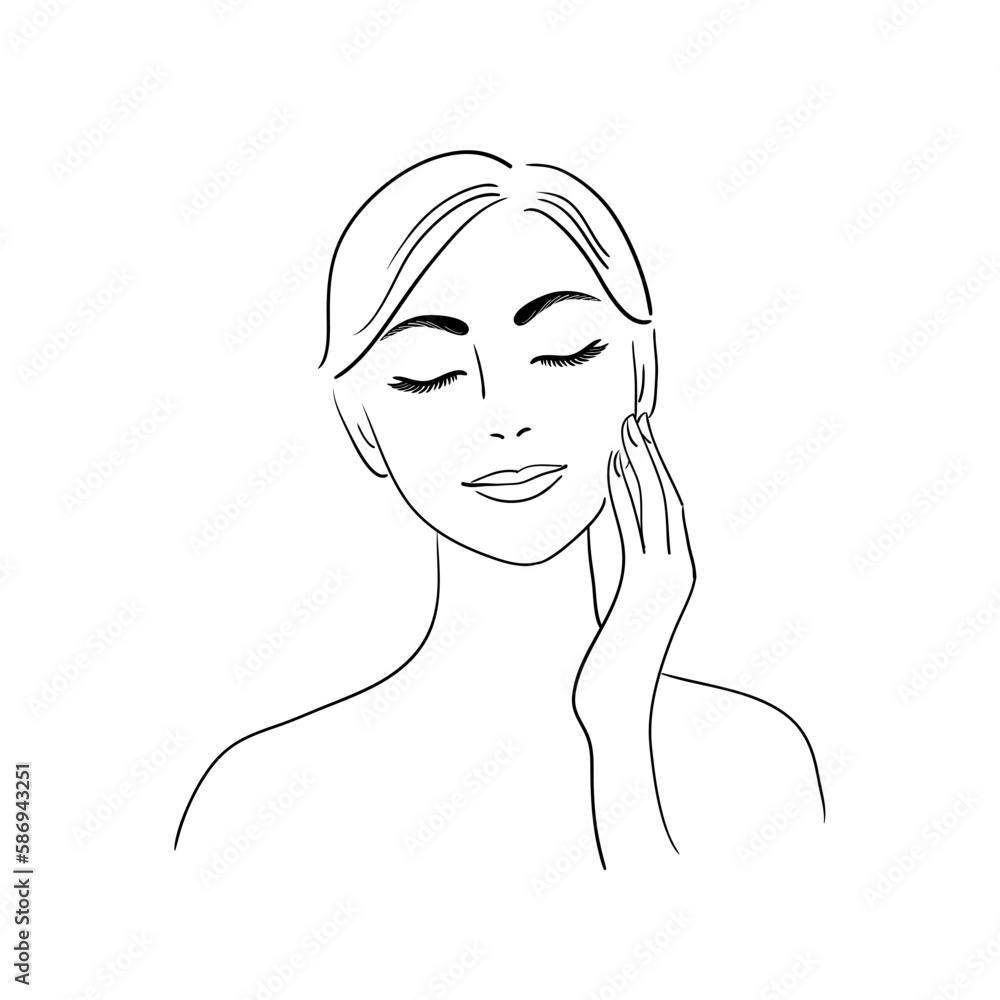 A beautiful young woman takes care of herself. Stock vector illustration. A beautiful young woman takes care of herself. Stock vector illustration.