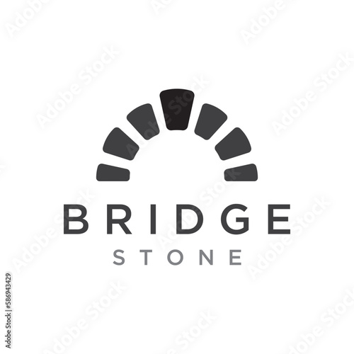 Simple and modern stone bridge building template logo creative design.