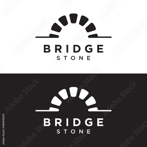 Simple and modern stone bridge building template logo creative design.