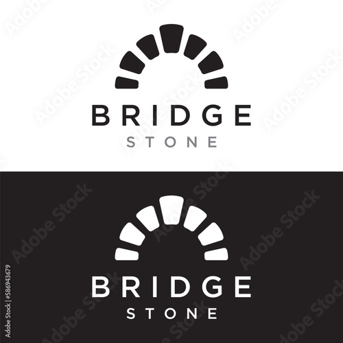 Simple and modern stone bridge building template logo creative design.