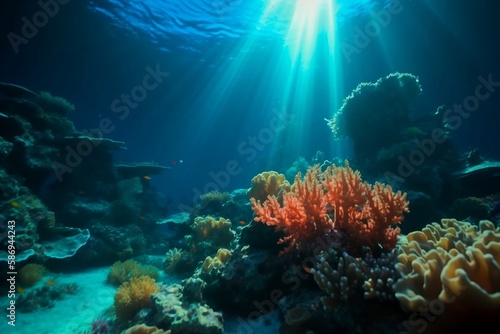 Abstract Underwater Background  Blue Marine Ocean and Sea with Undersea Beauty