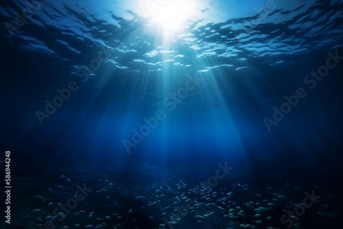 Abstract Underwater Background  Blue Marine Ocean and Sea with Undersea Beauty
