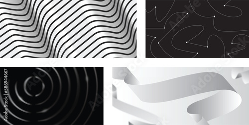 Set of black and white abstract backgrounds
