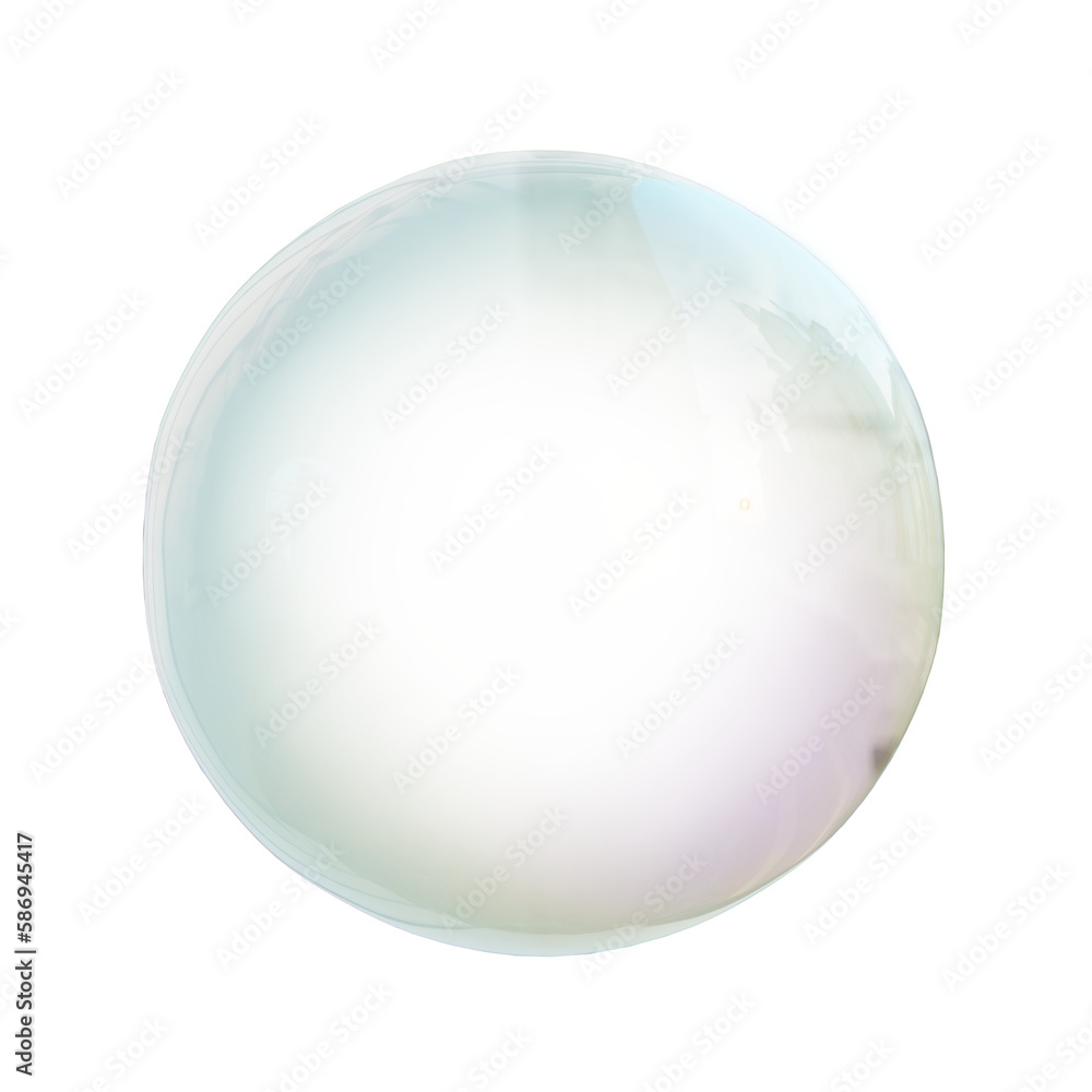 Isolated soap bubble with transparency. 3D rendering