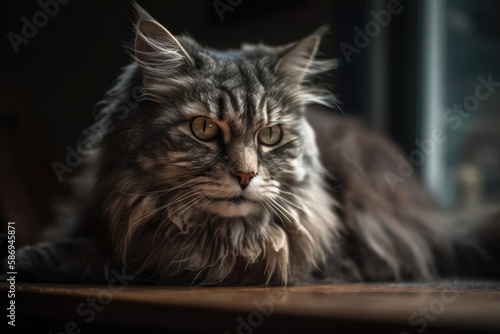 Household portrait of a cat. Generative AI