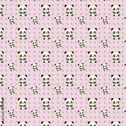 Cute bamboo panda pattern pink BG