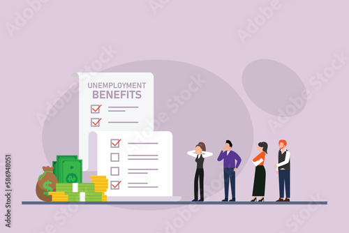 Social security unemployment benefits unconditional income 2d vector illustration concept for banner, website, illustration, landing page, flyer