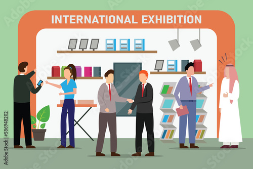International Expo Stand Exhibition 2d vector illustration concept for banner, website, illustration, landing page, flyer