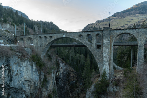Solis bridge in Alvaschein in Grison in Switzerland photo
