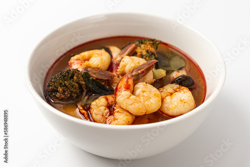 Tom yum goong on a white background