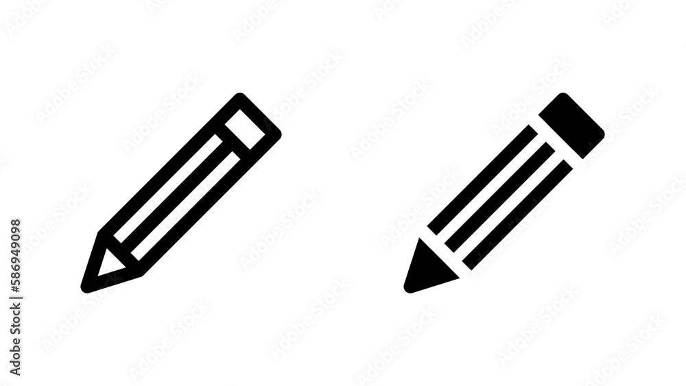 Isolated pencil icon with outline and glyph styles. Flat icon for website or mobile app. Isolated pencil icon with outline and glyph styles. Flat icon for website or mobile app.