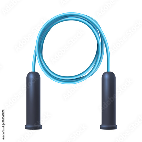 Vector image of skipping or jump rope. Illustration of jumping gear with plastic handles for gym. Sport exercise or fitness item. Equipment for fit training. Athlete activity and cardio workout.