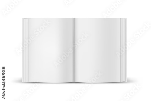 Realistic vector image of a book in close-up view. Opened literature for graphic or reading projects, educational materials. Mockup or closeup item for education and library. Literature theme.