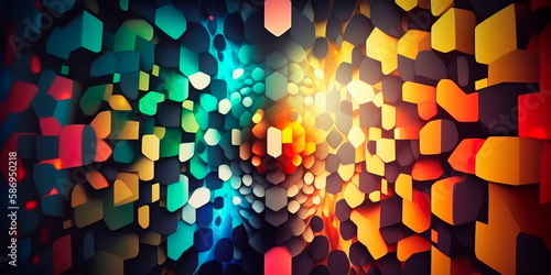 Mosaic Color Pattern with Blurred Background Generative AI