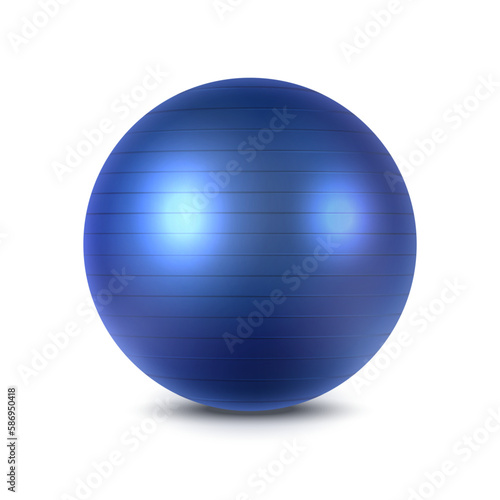 3d pilate or pilates ball isolated. Vector gym equipment. Fitness rubber gear for shape. Fitball for exercise and workout. Sphere for aerobic training. Gymnastic fit activity, physical training theme.