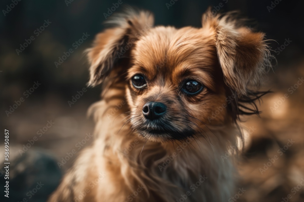 Hungry tiny dog. Generative AI