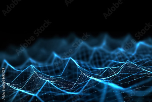 Abstract blue background with glowing lines
