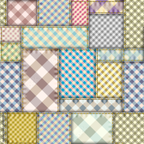 Seamless vector pattern. Intersection patchwork plaid style