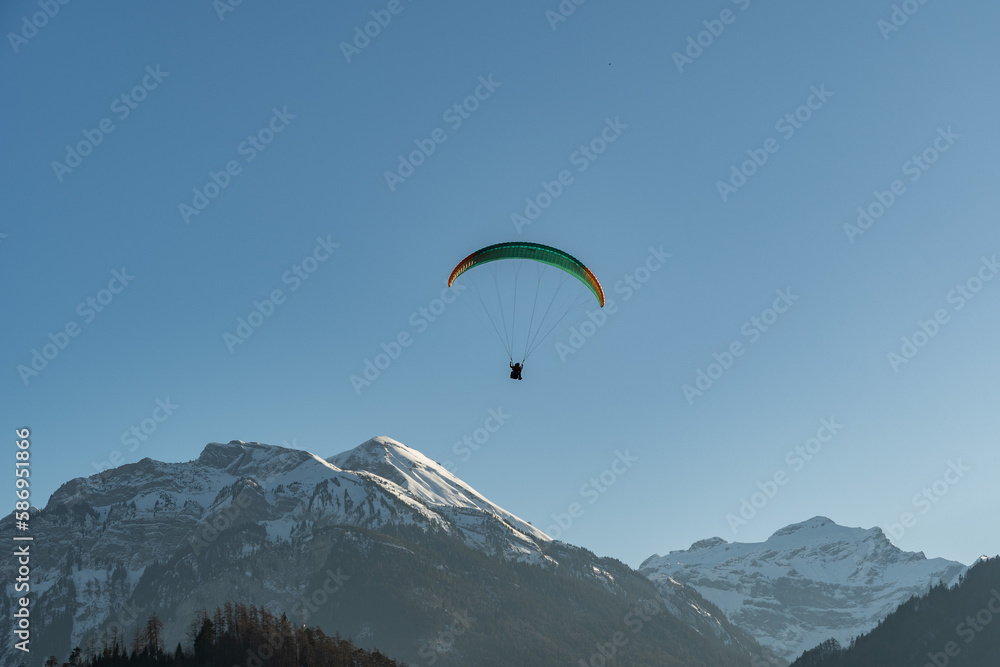 Parachute in the city of Interlaken in Switzerland Parachute in the city of Interlaken in Switzerland