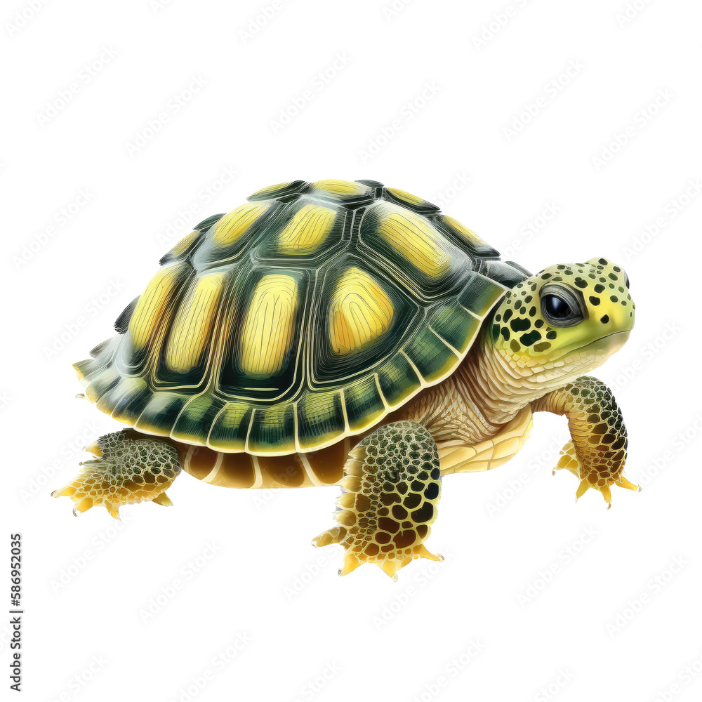 Obraz premium a cute turtle cartoon, kids toy, kids storybook, nature kids-themed, cartoon icon illustrations cutout, in PNG. generative ai