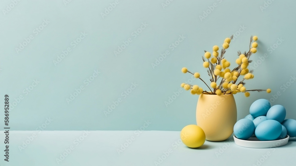 Simple Easter composition in minimalist style with a space for copy, AI generated Simple Easter composition in minimalist style with a space for copy, AI generated