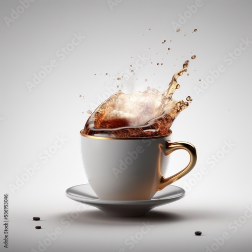 cup of freshly Ethiopian coffee on a crisp white background - Generated by Generative AI