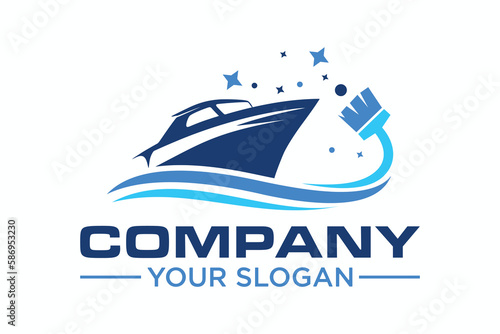 ship and boat detailing concept logo design template