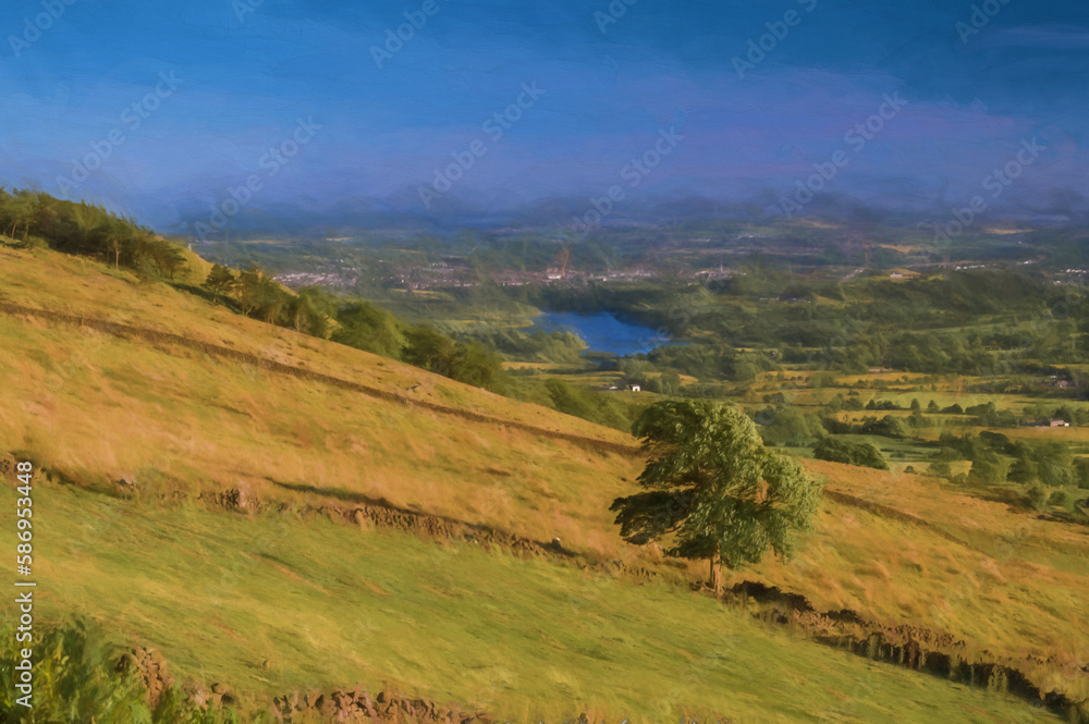 Digital painting of Roach End at The Roaches, Staffordshire in the Peak District National Park.