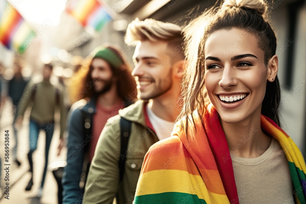group-of-young-people-celebrate-gay-pride-day-carrying-flags-ai
