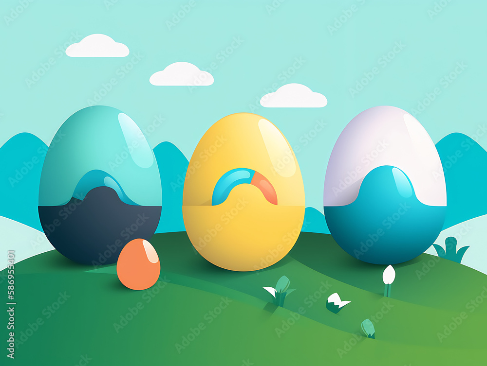 Three easter eggs design. Concept of happy easter day. Flat vector illustration. Three easter eggs design. Concept of happy easter day. Flat vector illustration.
