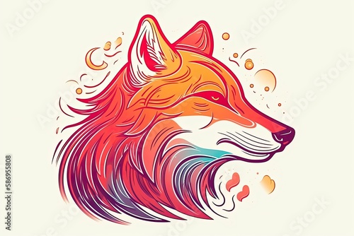 vibrant fox head on a blank canvas. Generative AI