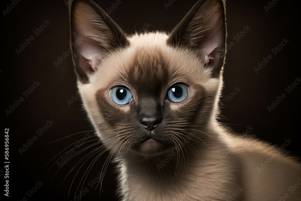 Stunning Tonkinese Cat on a Dark Background: A Unique Combination of Playfulness and Affection