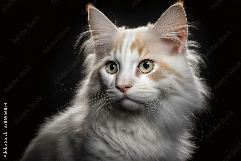 Elegant Turkish Van Breed Cat on a Mysterious Dark Background - Graceful, Playful, and Affectionate Elegant Turkish Van Breed Cat on a Mysterious Dark Background - Graceful, Playful, and Affectionate