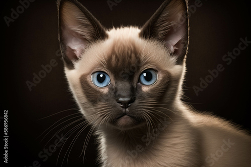 Stunning Tonkinese Cat on a Dark Background: A Unique Combination of Playfulness and Affection