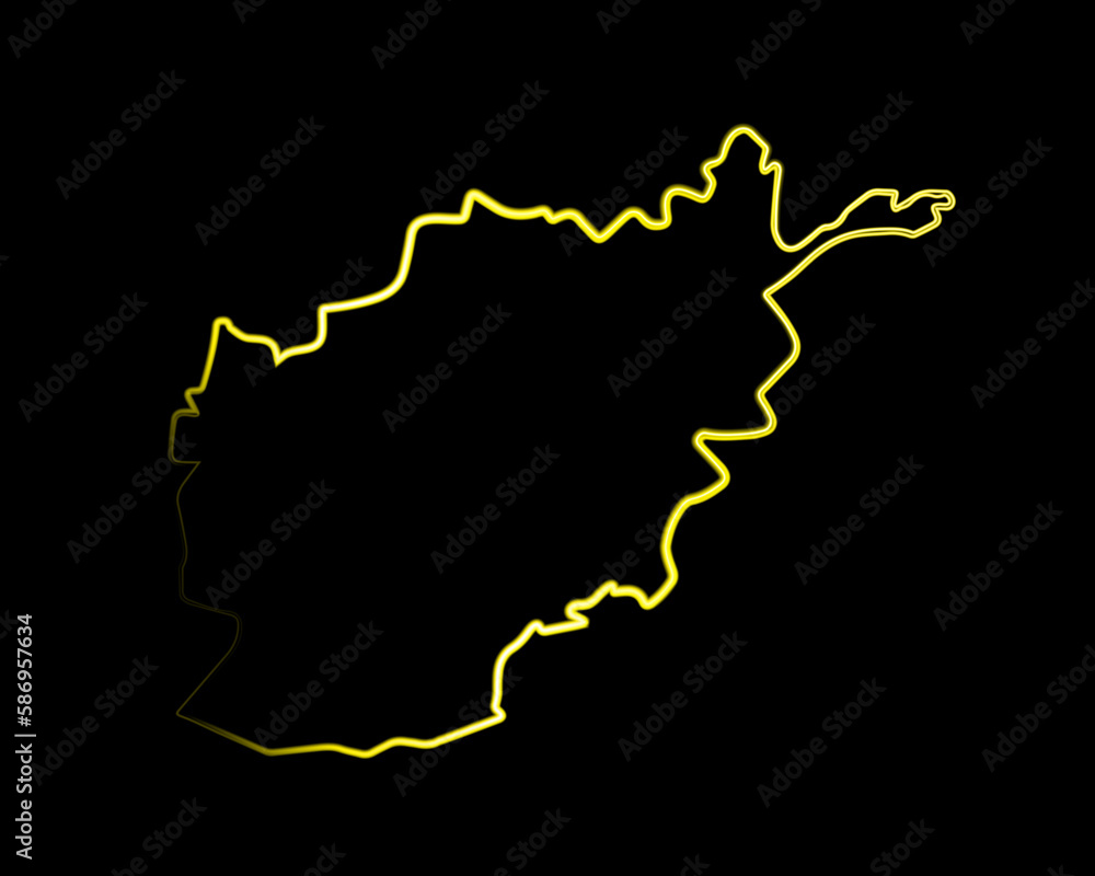 Vector isolated illustration of Afghanistan map with neon effect. Vector isolated illustration of Afghanistan map with neon effect.