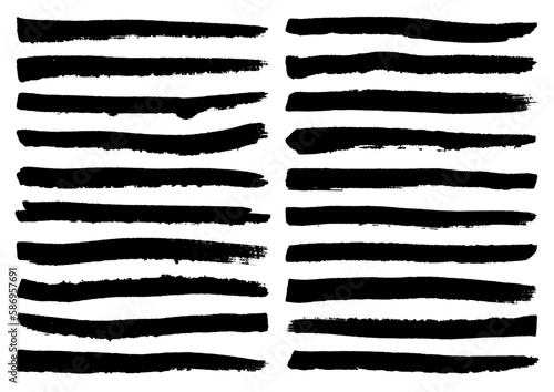 Set Zwanzig Schwarze Pinselstriche Streifen Kratzer